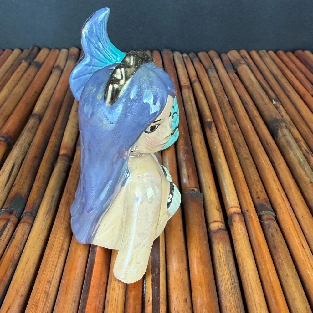 Rare‎ Lusterware Mermaid Salt and Pepper Shaker Set Tiki Bar Kitsch Beach #2006